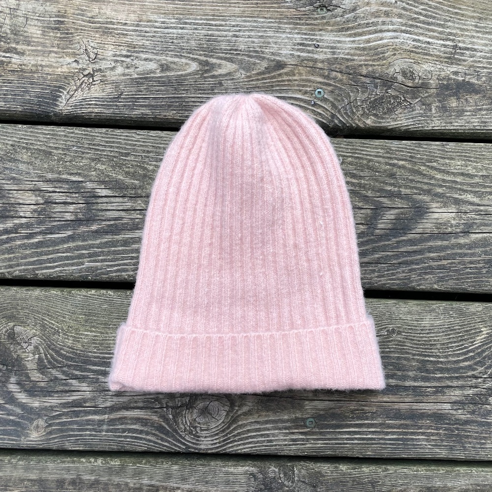Hat: Light Pink Ribbed Women's Winter Hat
